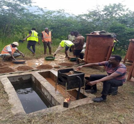 Artisanal gold mining operations in Cameroon
